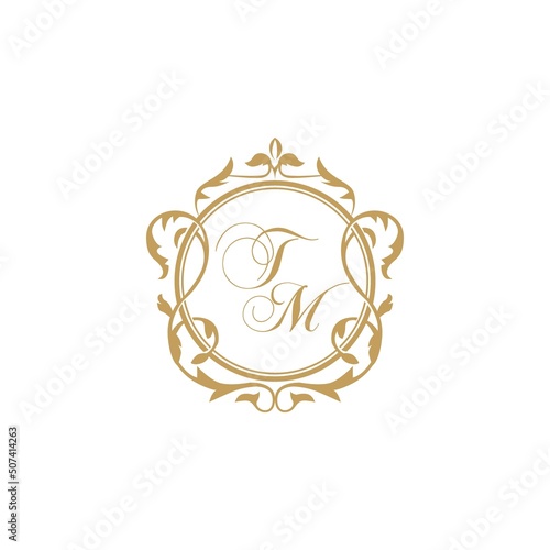 TM initial wedding invitation elegant vector graphic template
