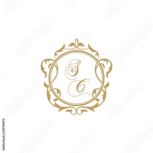 SC initial wedding invitation elegant vector graphic template