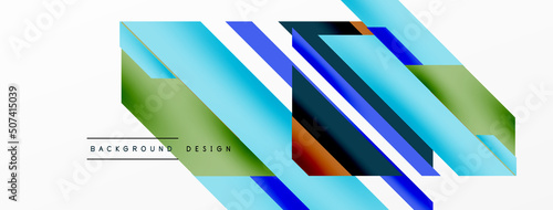 Minimal geometric abstract background. Dynamic 3d lines composition. Trendy techno business template for wallpaper, banner, background or landing