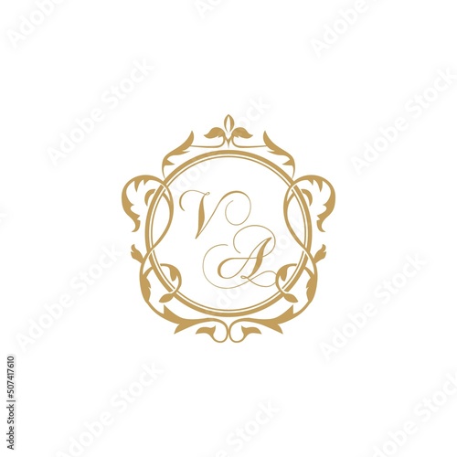 VA initial wedding invitation elegant vector graphic template