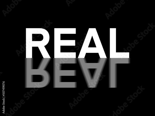 real text white text black background reflection illustration