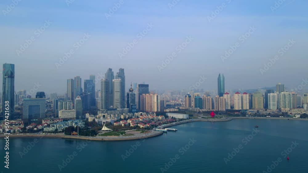 Aerial photography of the architectural landscape of Qingdao Financial Center Aerial photography of the architectural landscape of Qingdao Financial Center
