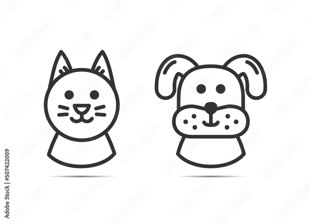 Cat and dog line icons