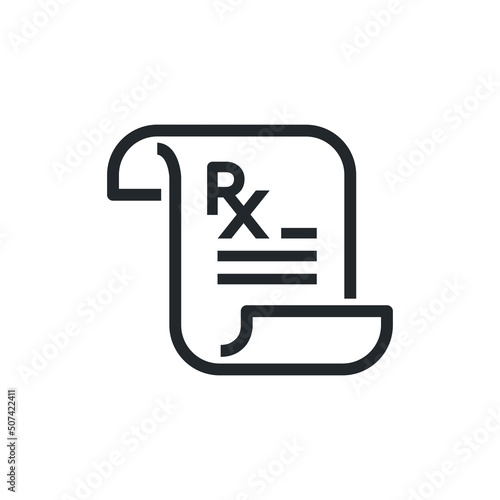 flat vector image isolated on white background, medical prescription drug icon in linear style