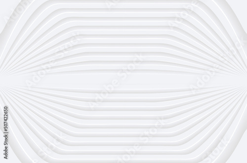 Abstract white background with 3D lines pattern, minimal white gray striped vector background illustration for business presentation, neumorphism design. © Cobalt