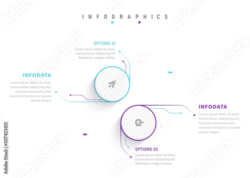 Vector Infographic label design template with icons and 2 options or steps. Can be used for process diagram, presentations, workflow layout, banner, flow chart, info graph.