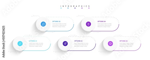 Vector Infographic label design template with icons and 5 options or steps. Can be used for process diagram, presentations, workflow layout, banner, flow chart, info graph.