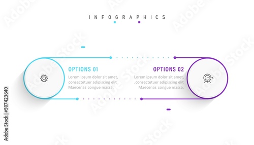 Vector Infographic label design template with icons and 2 options or steps. Can be used for process diagram, presentations, workflow layout, banner, flow chart, info graph.