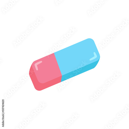 Vector illustration of rubber eraser on white background.