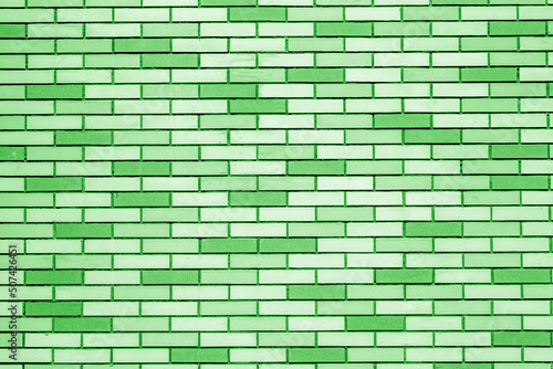 Green brick wall. Construction retro stylish background.