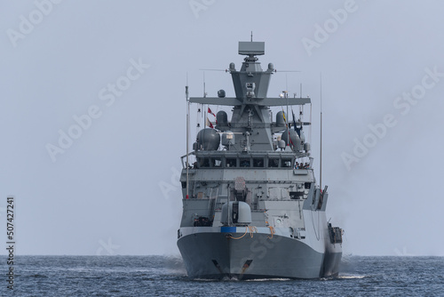 Fotobehang CORVETTE - A warship of the German Navy is sailing on sea
