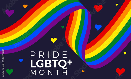 LGBTQ pride month in june in every year. Rainbow sign pride community design for banner, poster, card and background template.