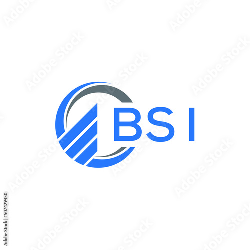 Fototapeta Naklejka Na Ścianę i Meble -  BSI Flat accounting logo design on white  background. BSI creative initials Growth graph letter logo concept. BSI business finance logo design.