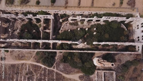 Aerial view of Fornace Penna is located in the Pisciotto a Sampieri district, in the municipality of Scicli, Ragusa, Sicily, Italy. It is also known as La Mànnara. Ancient industrial architecture. photo