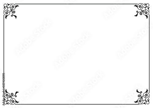 Vintage Ornament Greeting Card Vector Template. Retro Luxury Invitation, Certificate paper, black frame on white background.