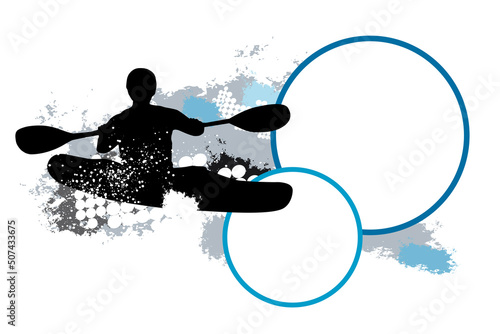 Canoe sport graphic with text buttons.