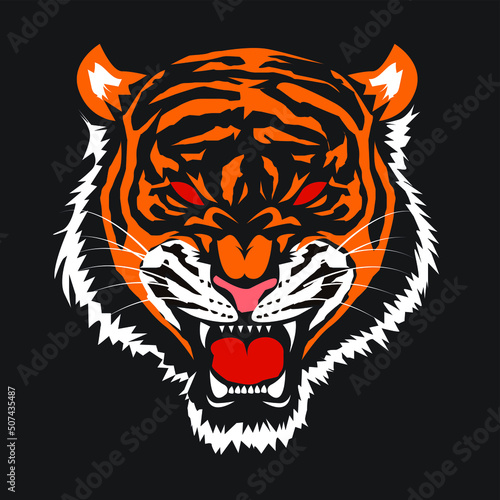 Fototapeta Naklejka Na Ścianę i Meble -  Tiger illustration. tiger logo ,art, icon , symbol, tiger line art colours vector. graphic vector.