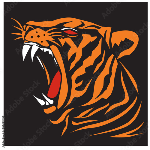 Fototapeta Naklejka Na Ścianę i Meble -  Tiger illustration. tiger logo ,art, icon , symbol, tiger line art colours vector. graphic vector.