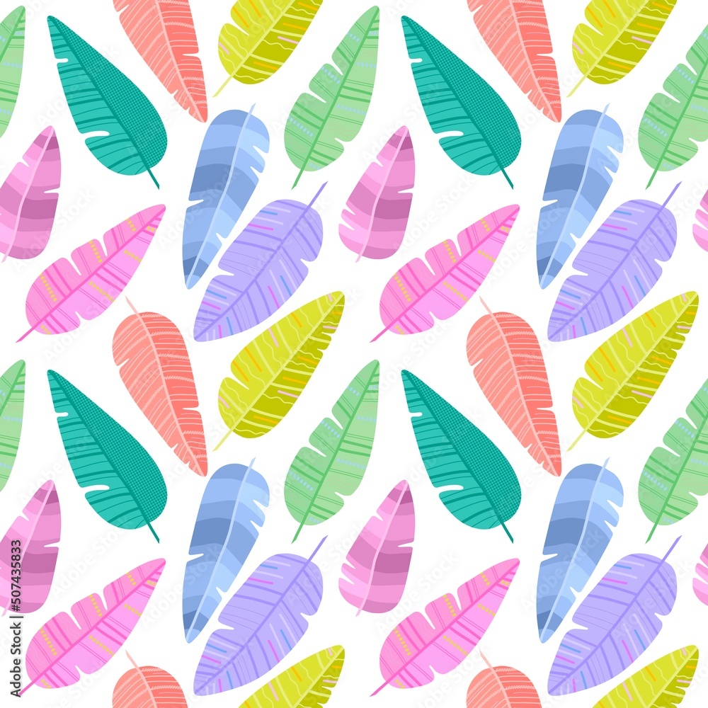 Obraz premium Summer seamless ethnic feather pattern for fabrics and packaging and gifts and linens and kids and wrapping paper