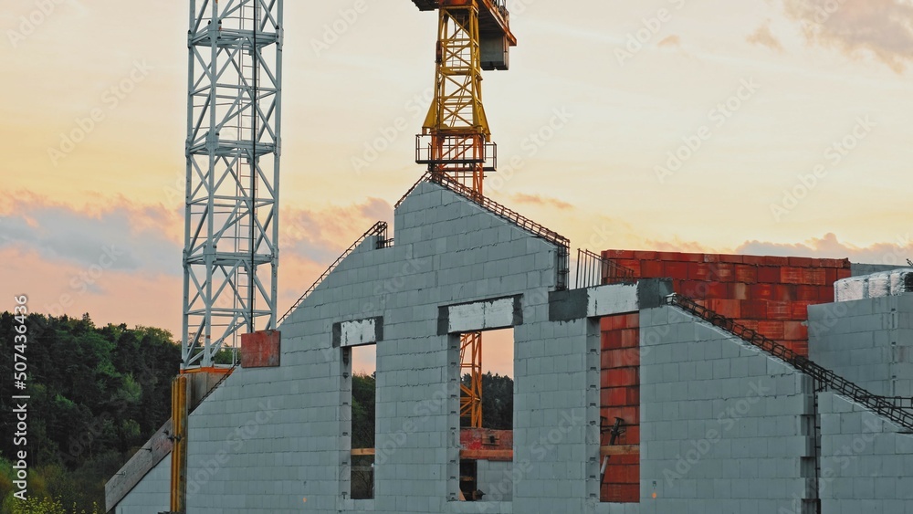 Evening Time Lapse Residential Building Empty Construction Site Evening Time Lapse Residential Building Empty Construction Site