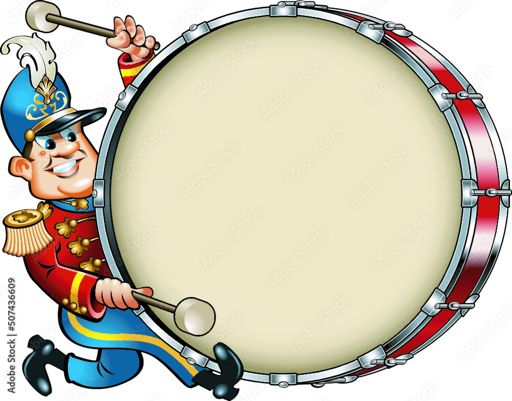 Cartoon style marching band bass drum player Stock Vector Adobe Stock