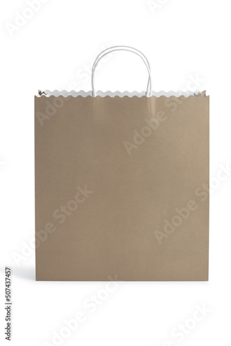 brown handle paper bag isolated on white