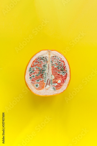 The concept of vaginal disease: venereal diseases, Vaginal yeast infection, Syphilis. Orange with mold on a yellow background