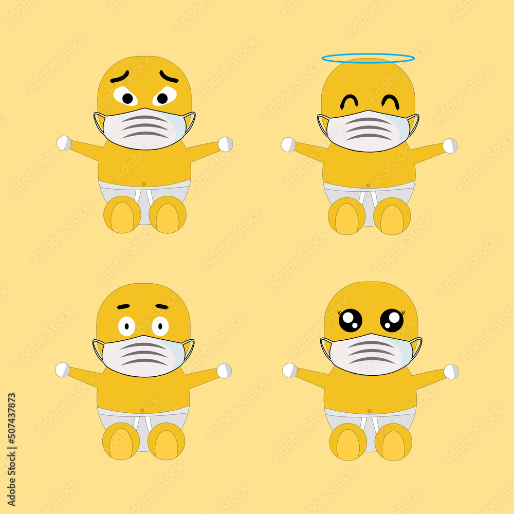 Baby Face Cute Emoji Set Defferent Vector Baby Face Cute Emoji Set Defferent Vector