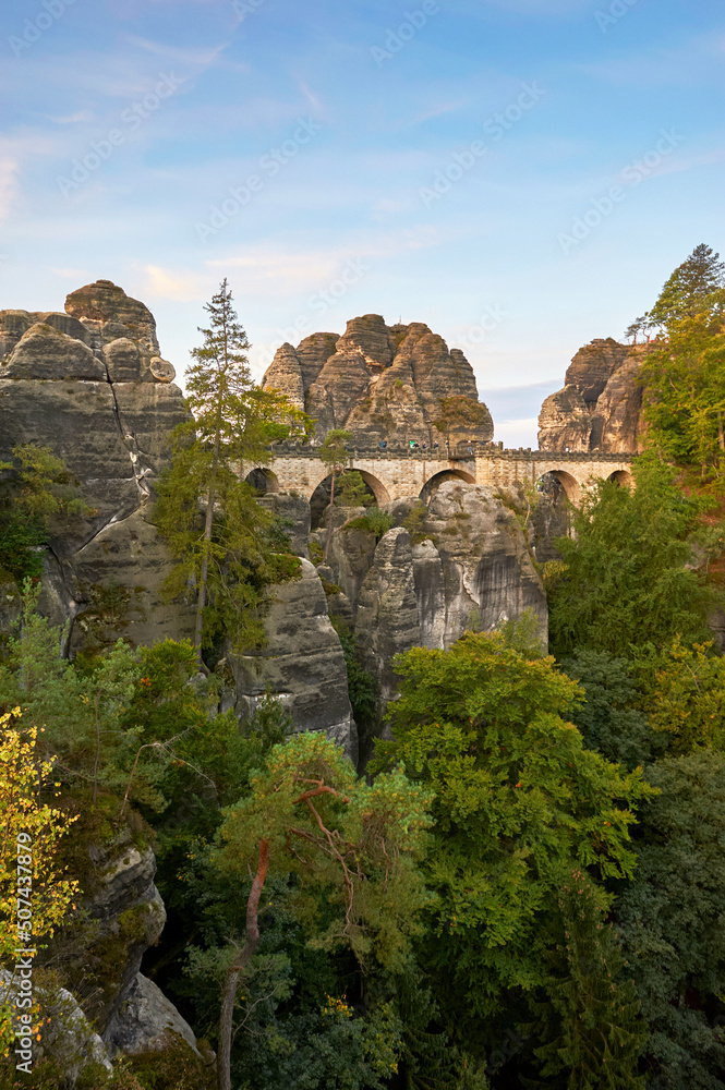 Fototapeta premium Scenic landscape in Bastei rocks, Germany