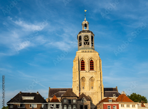 Cityscape of Bergen op Zoom with Sint Gertrudis church, known locally as De Peperbus photo
