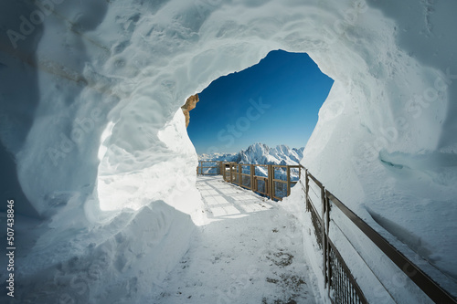 Landscape of Aiguille du Midi, Chamonix Mont Blanc valley, France photo