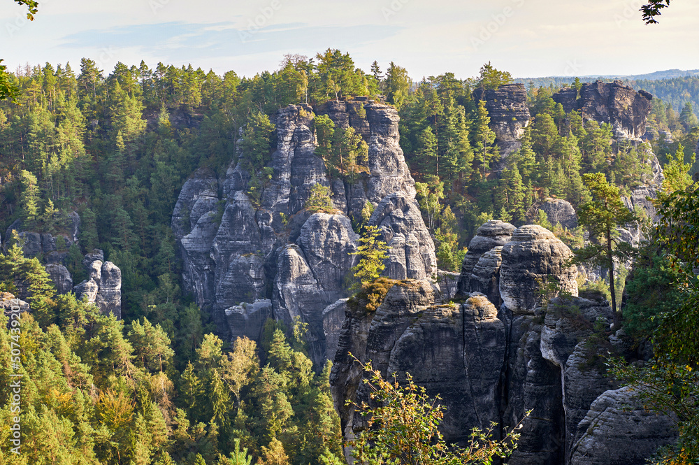 Scenic landscape in Bastei rocks, Germany
