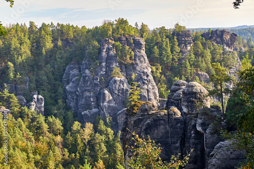 Scenic landscape in Bastei rocks  Germany