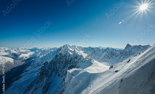 Landscape of Aiguille du Midi, Chamonix Mont Blanc valley, France