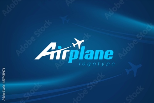 Airplane logo fly lines plane silhouette vector