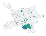 Tirana vector map. Detailed map of Tirana city administrative area. Cityscape urban panorama.