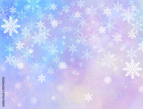 雪の結晶 虹色 背景イラスト © 雪雲にな