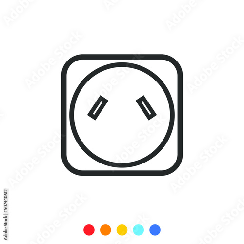 Socket outlet linear icon, Vector.