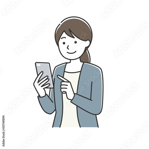 スマホを操作する女性