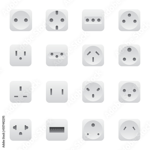 Socket outlet icon set, Vector.
