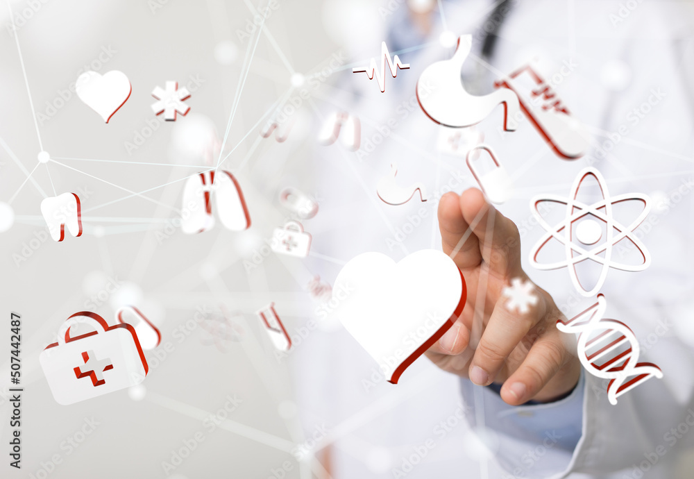Ui icon medical in hospital with medical technology network concept Ui icon medical in hospital with medical technology network concept