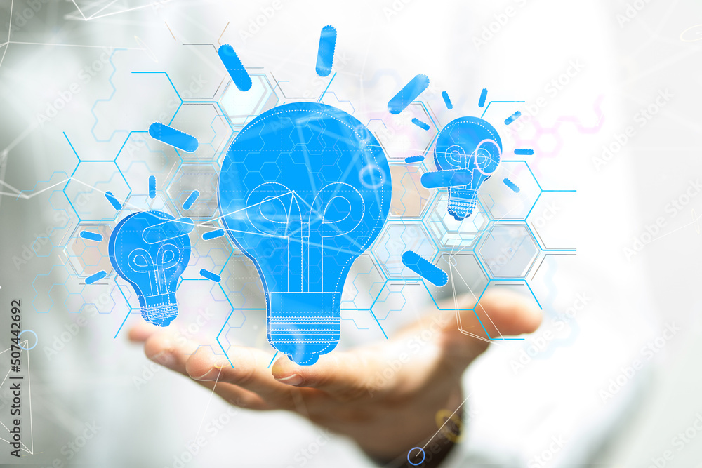 Neural network 3D illustration. Big data and cybersecurity