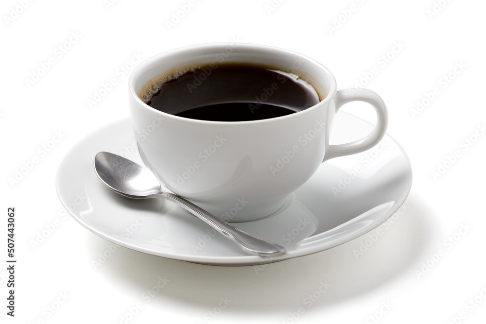 black coffee in the white coffee cup