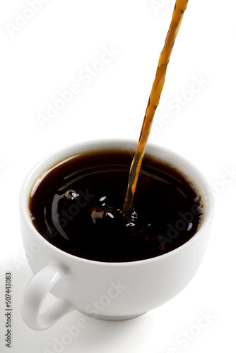 Black coffee isolated on white.