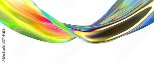 3D render abstract background. Colorful twisted shapes in motion. Computer generated digital art for poster, flyer, banner