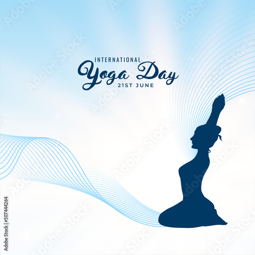 international yoga day background with girl in asana pose