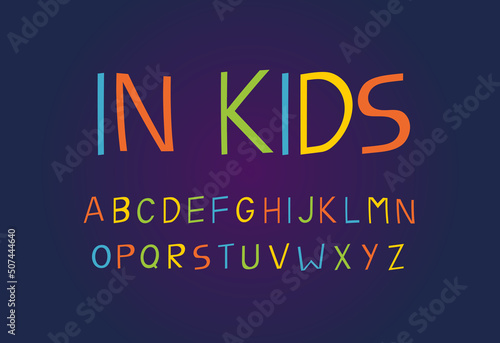 Childrens font. Multicolored alphabet. Vector illustration