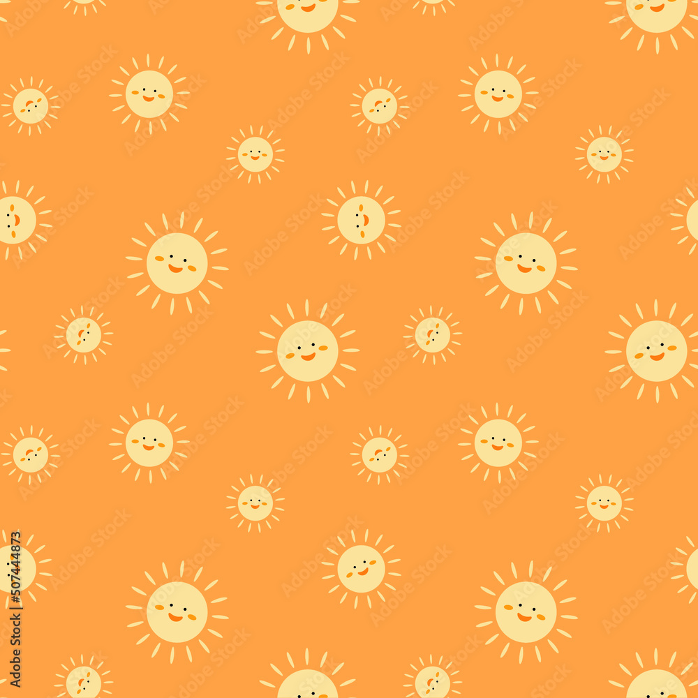 Warm summer seamless sun pattern Warm summer seamless sun pattern