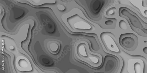 Abstract paper cut style design. Geometric layered curve line grey white vector, realistic papercut decoration textured with wavy layers. 3d topography relief. Vector topographic illustration