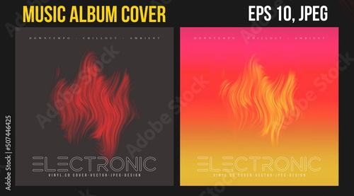 Music Album Cover for the Web Presentation. Colorful Vector Background. Abstract postcard set. Posters Template. Vinyl and CD DVD artwork design. Square flyers, banners, brochure, book. Music Single	